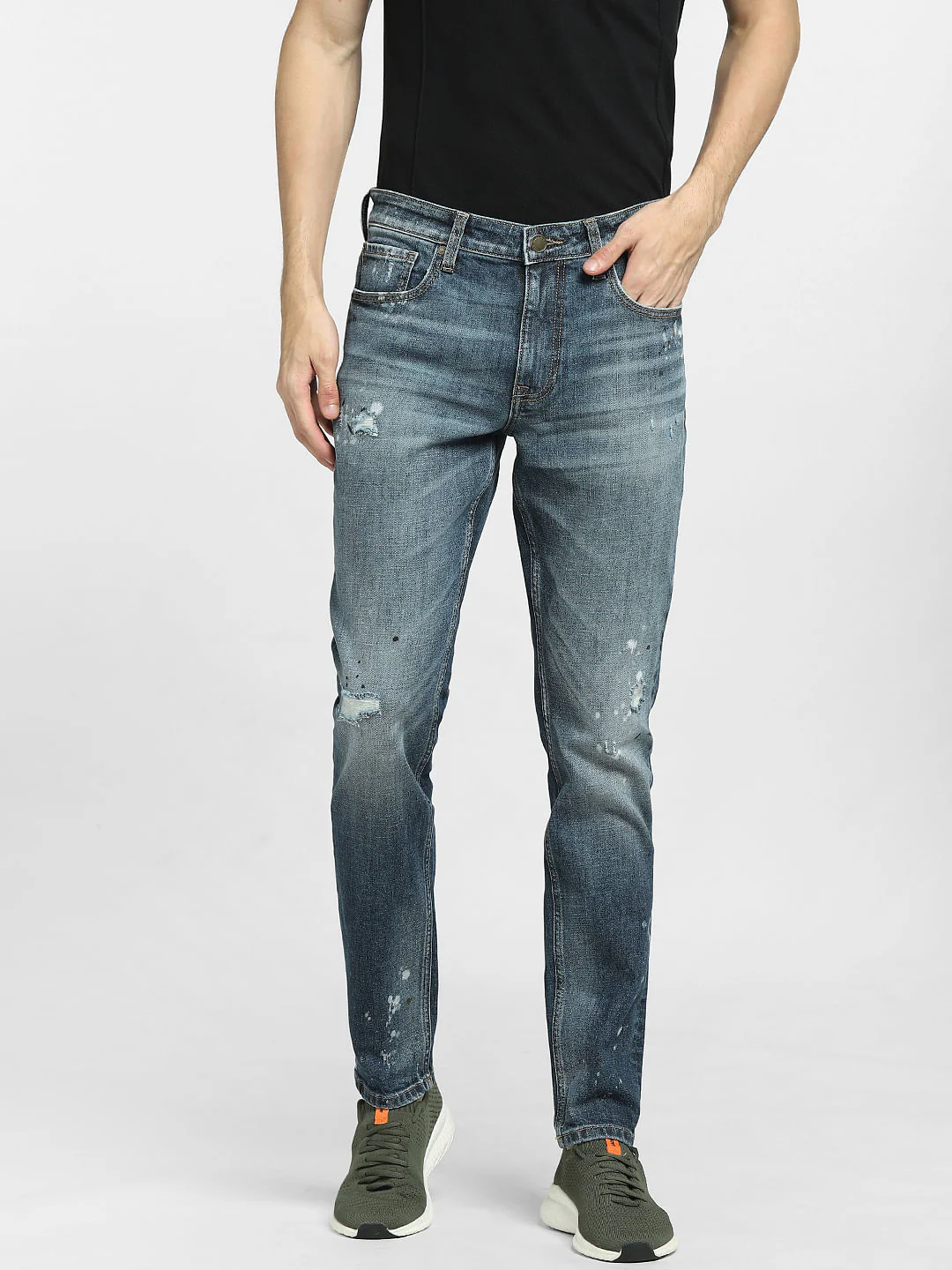 Dark Blue Low Rise Washed Glenn Slim Fit Jeans - Image 2