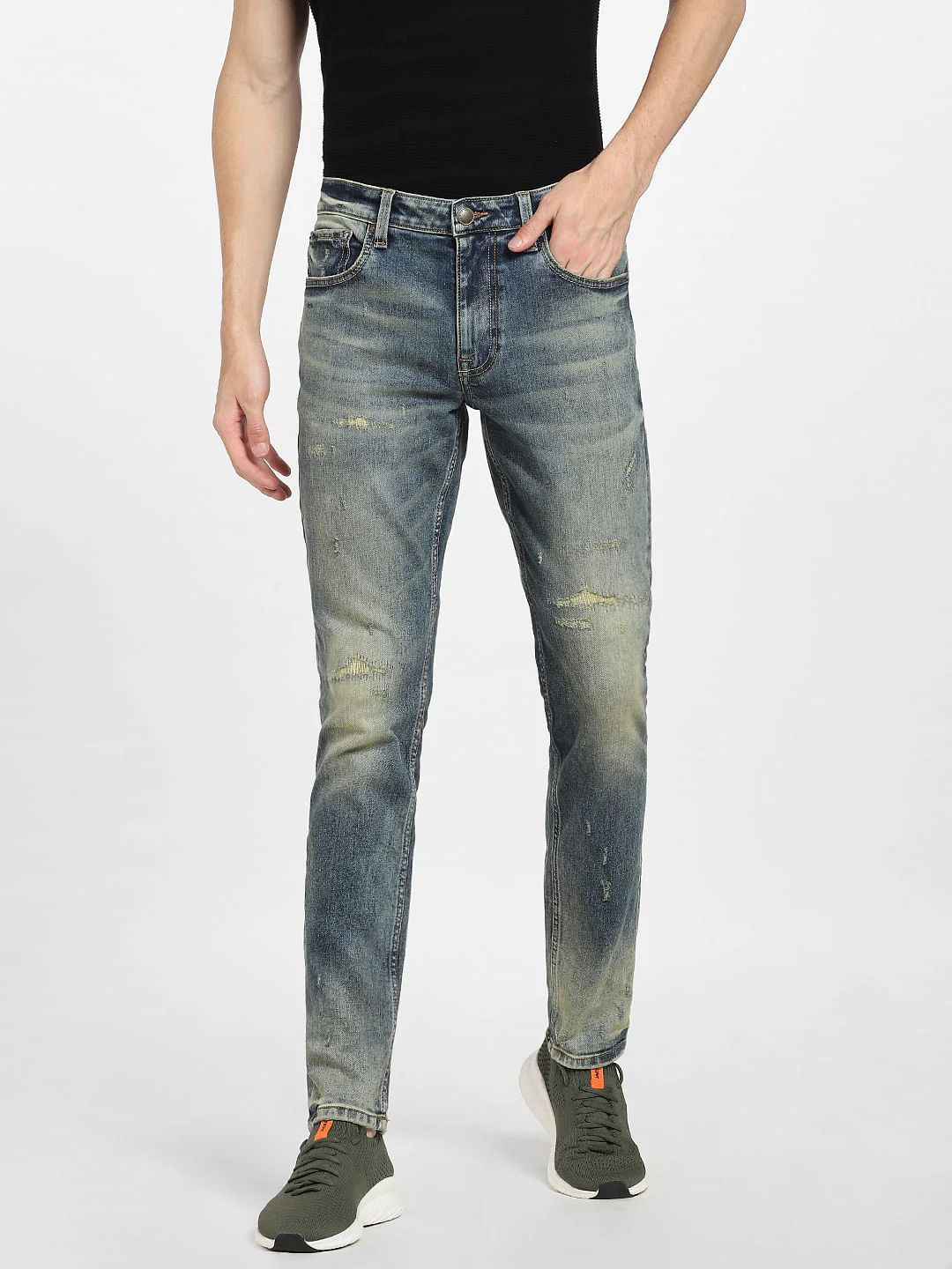 Dark Blue Low Rise Washed Glenn Slim Fit Jeans - Image 2