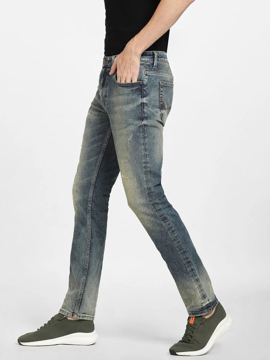 Dark Blue Low Rise Washed Glenn Slim Fit Jeans - Image 3