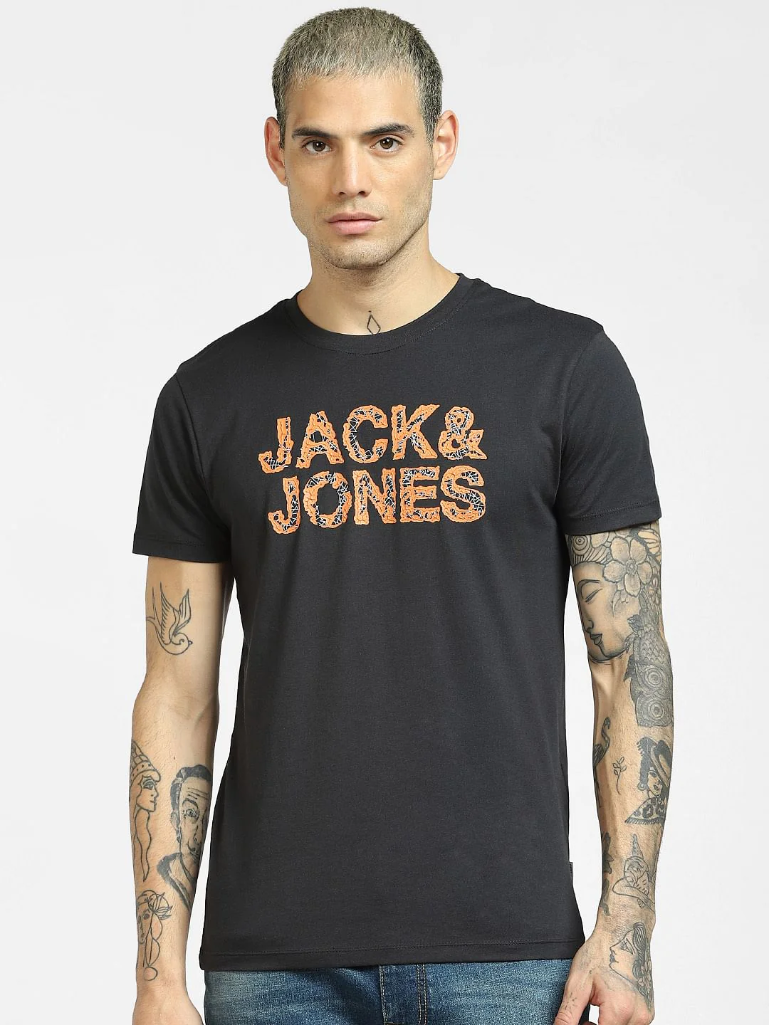 Black Logo Print Crew Neck T-shirt - Image 2
