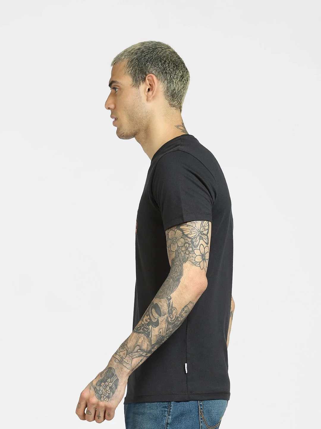 Black Logo Print Crew Neck T-shirt - Image 3