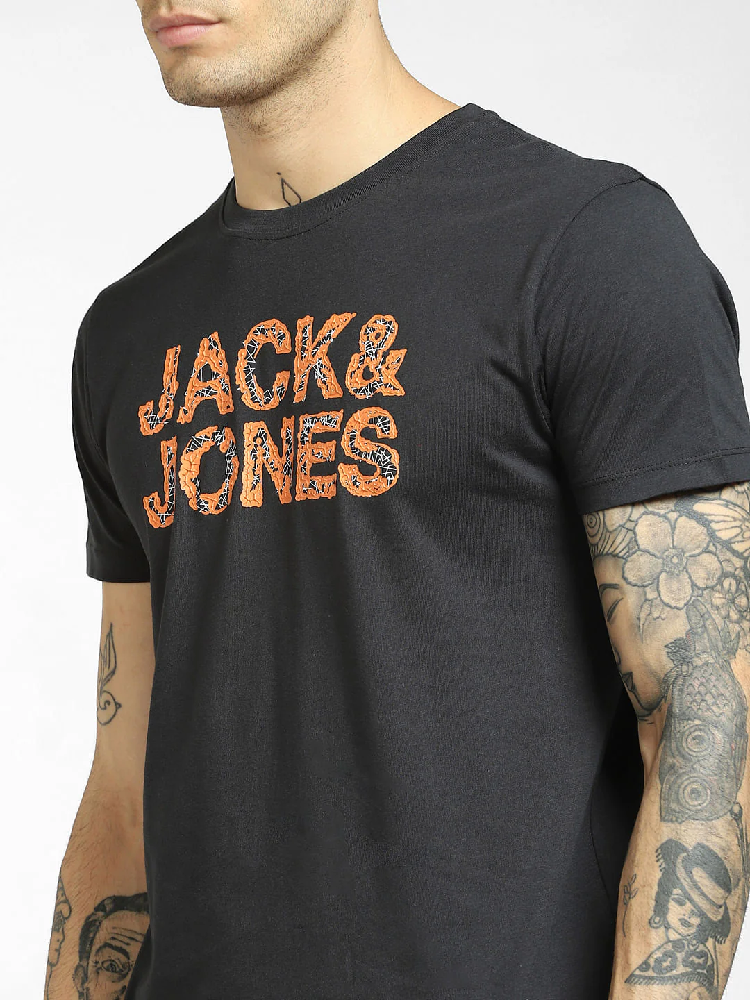 Black Logo Print Crew Neck T-shirt - Image 5