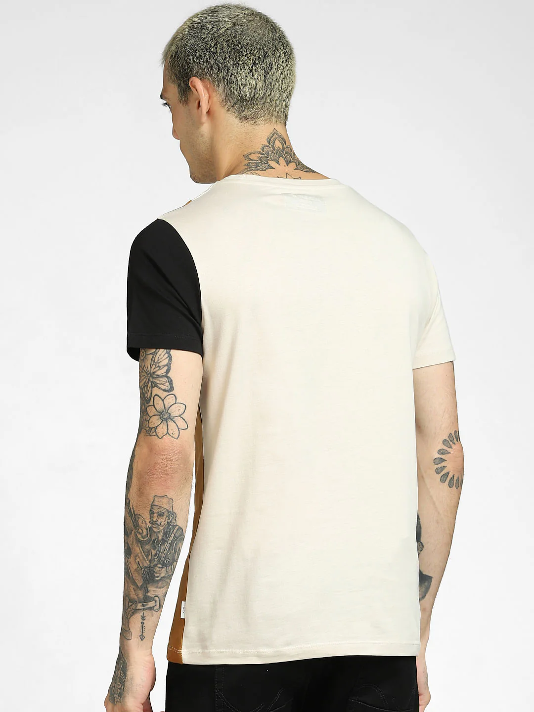 Brown Colourblocked Crew Neck T-shirt - Image 4