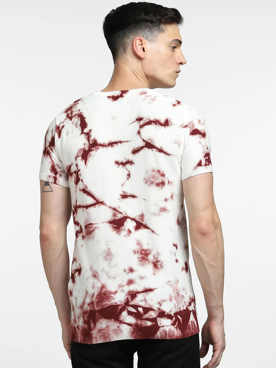 BROWN TIE DYE KNIT CREW NECK T-SHIRT - Image 4