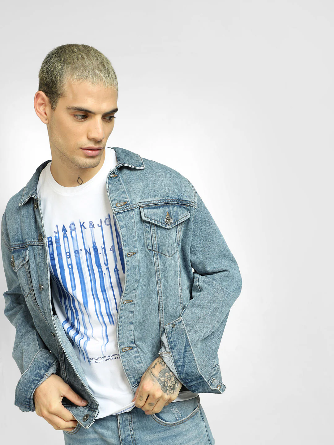 White Logo Print Crew Neck T-shirt