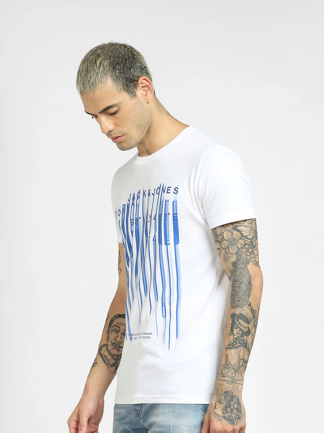 White Logo Print Crew Neck T-shirt - Image 3