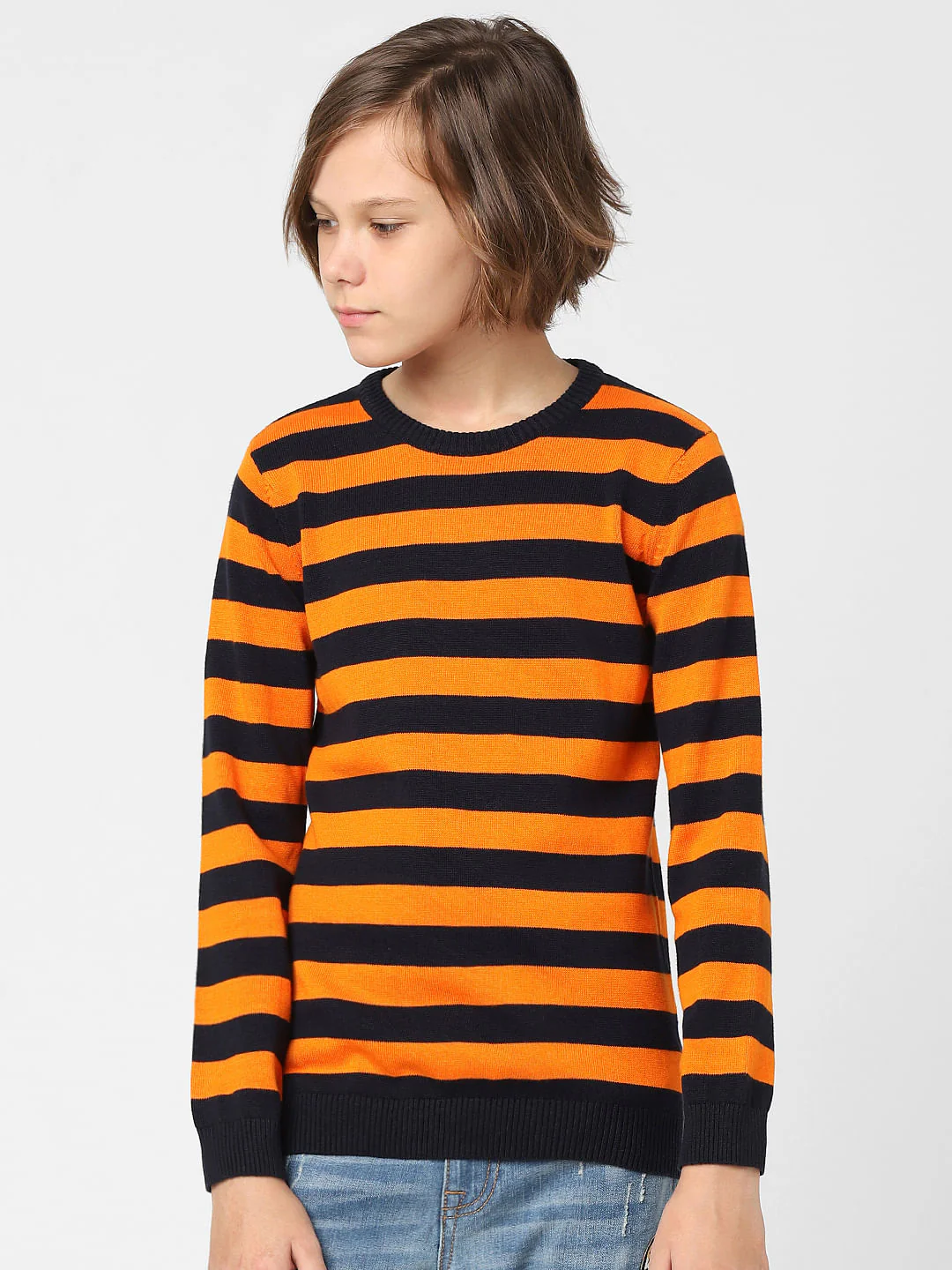 Boys Orange Striped Pullover - Image 2