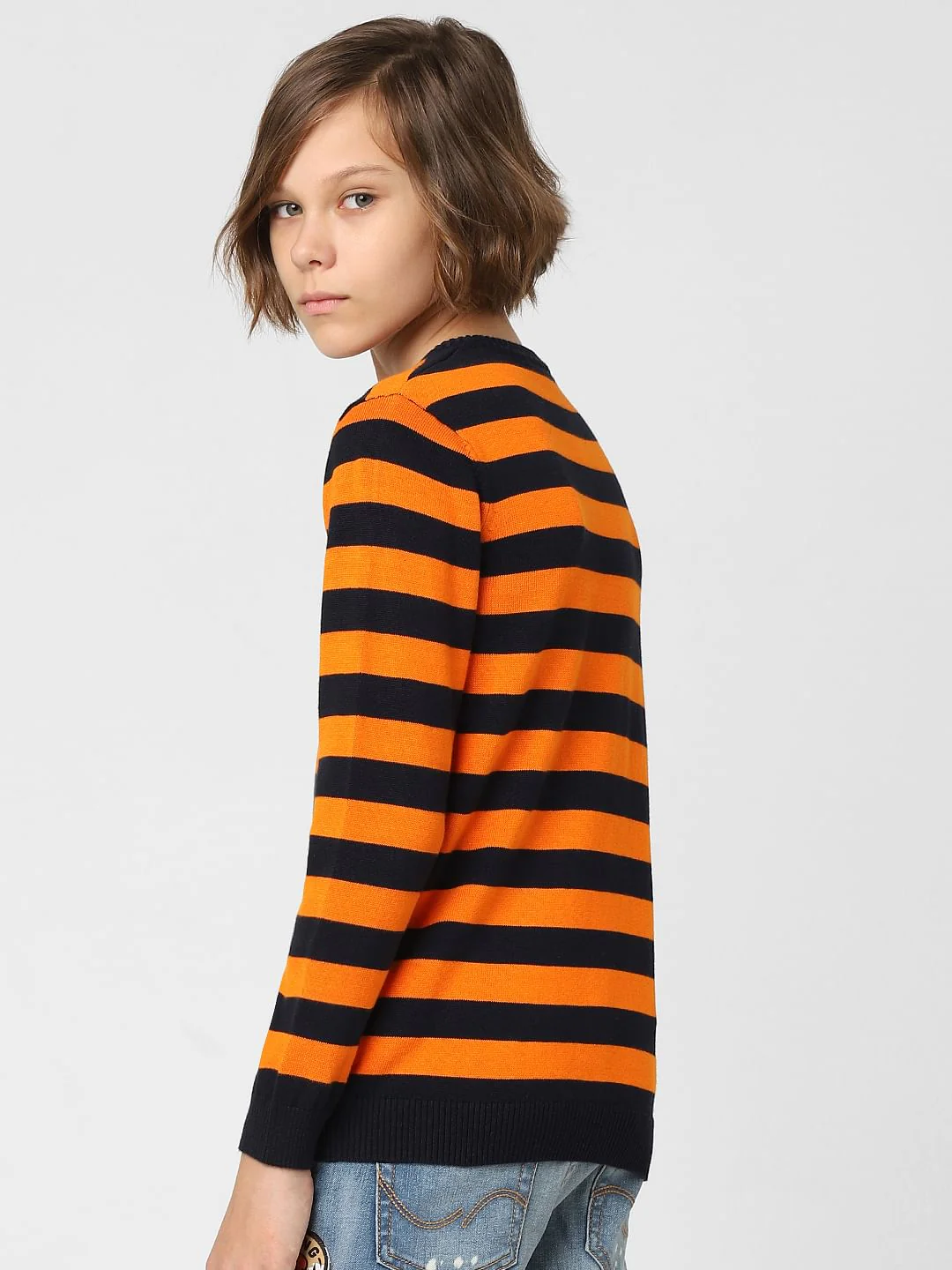 Boys Orange Striped Pullover - Image 4