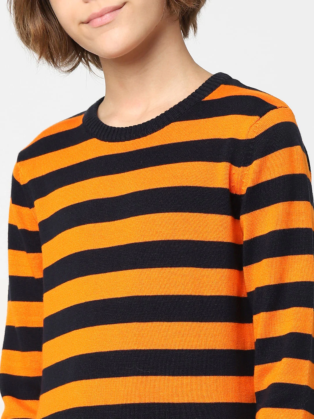 Boys Orange Striped Pullover - Image 5