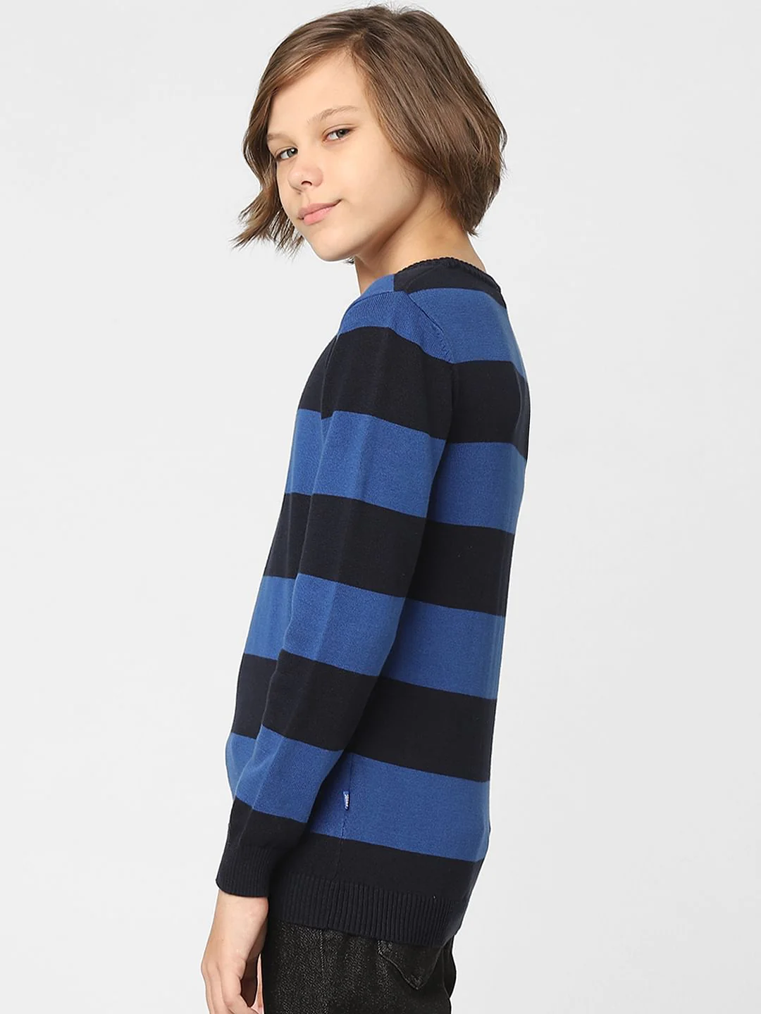 Boys Blue Striped Pullover - Image 3