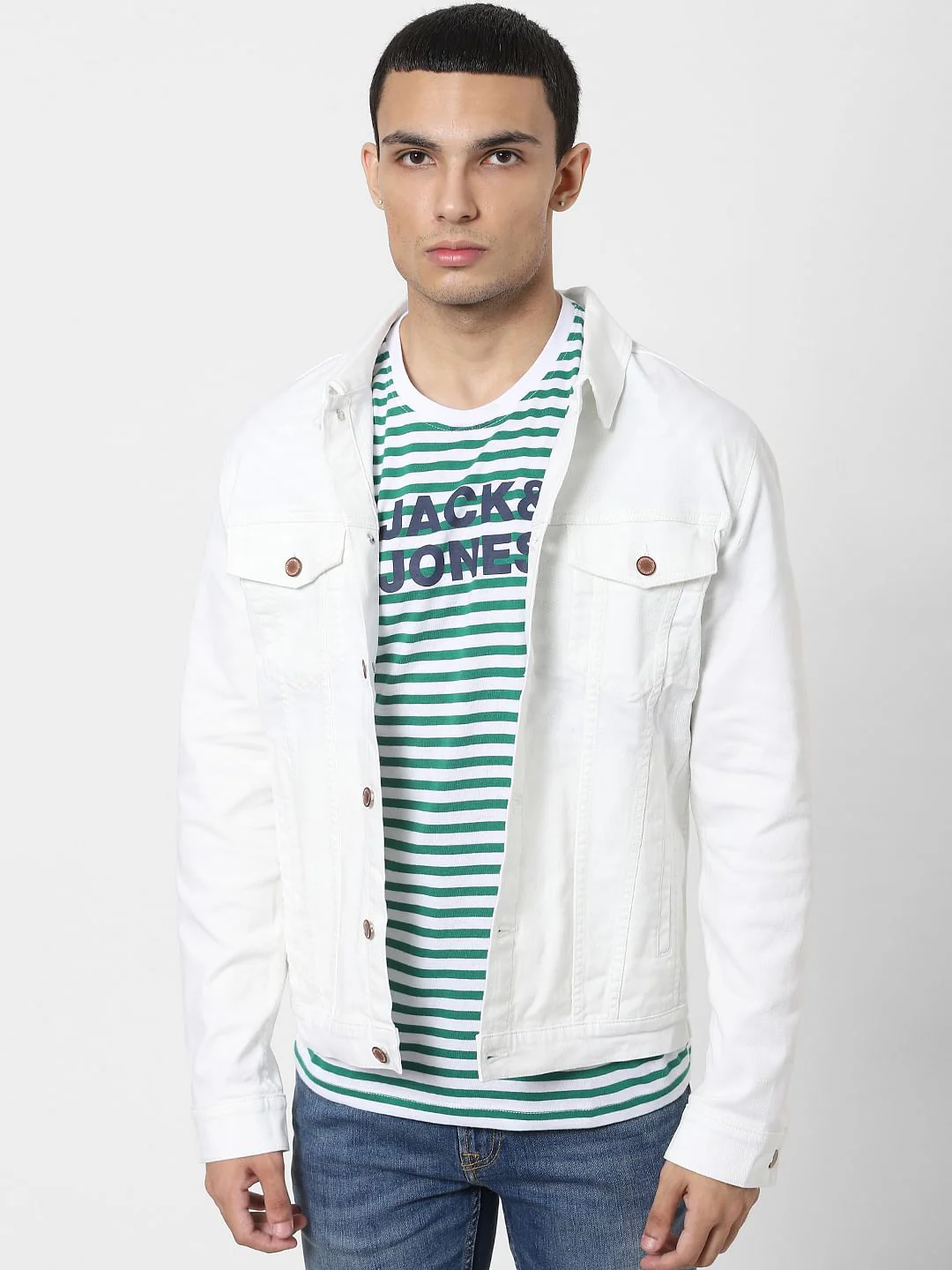 Green Striped Crew Neck T-shirt