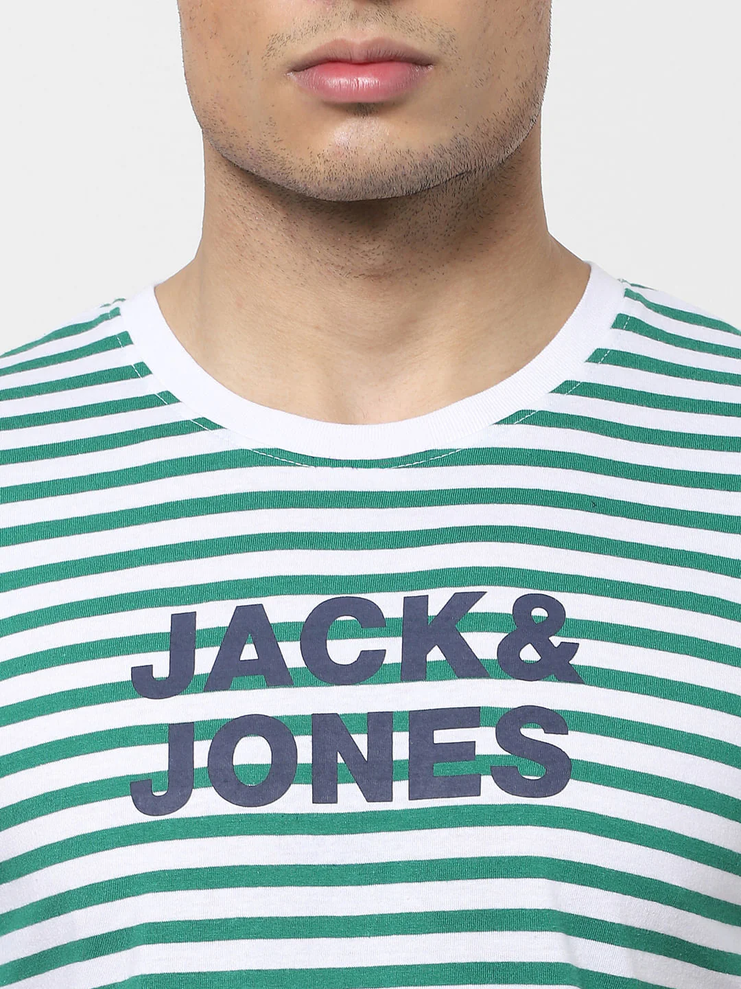 Green Striped Crew Neck T-shirt - Image 5