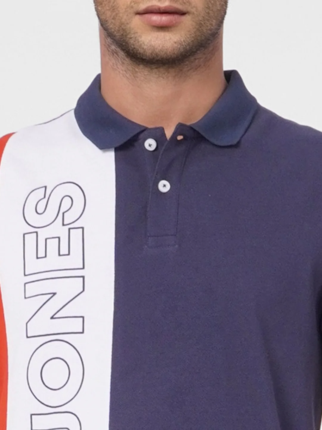 Navy Blue Colourblocked Polo T-shirt - Image 5