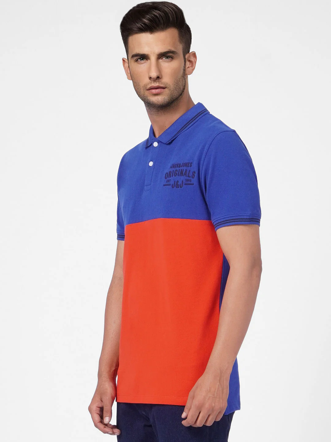 Red Colourblocked Polo Neck T-shirt - Image 3