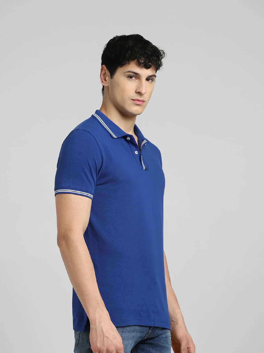 Blue  Polo Neck T-shirt - Image 3