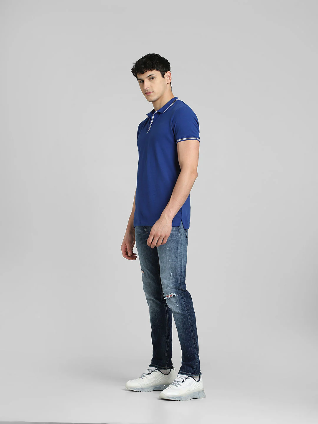 Blue  Polo Neck T-shirt - Image 6