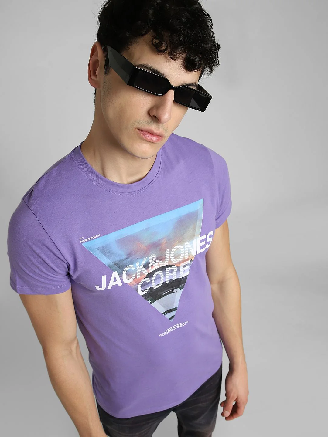 Purple Graphic Print Crew Neck T-shirt