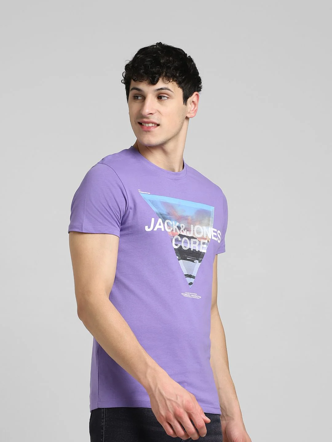Purple Graphic Print Crew Neck T-shirt - Image 3