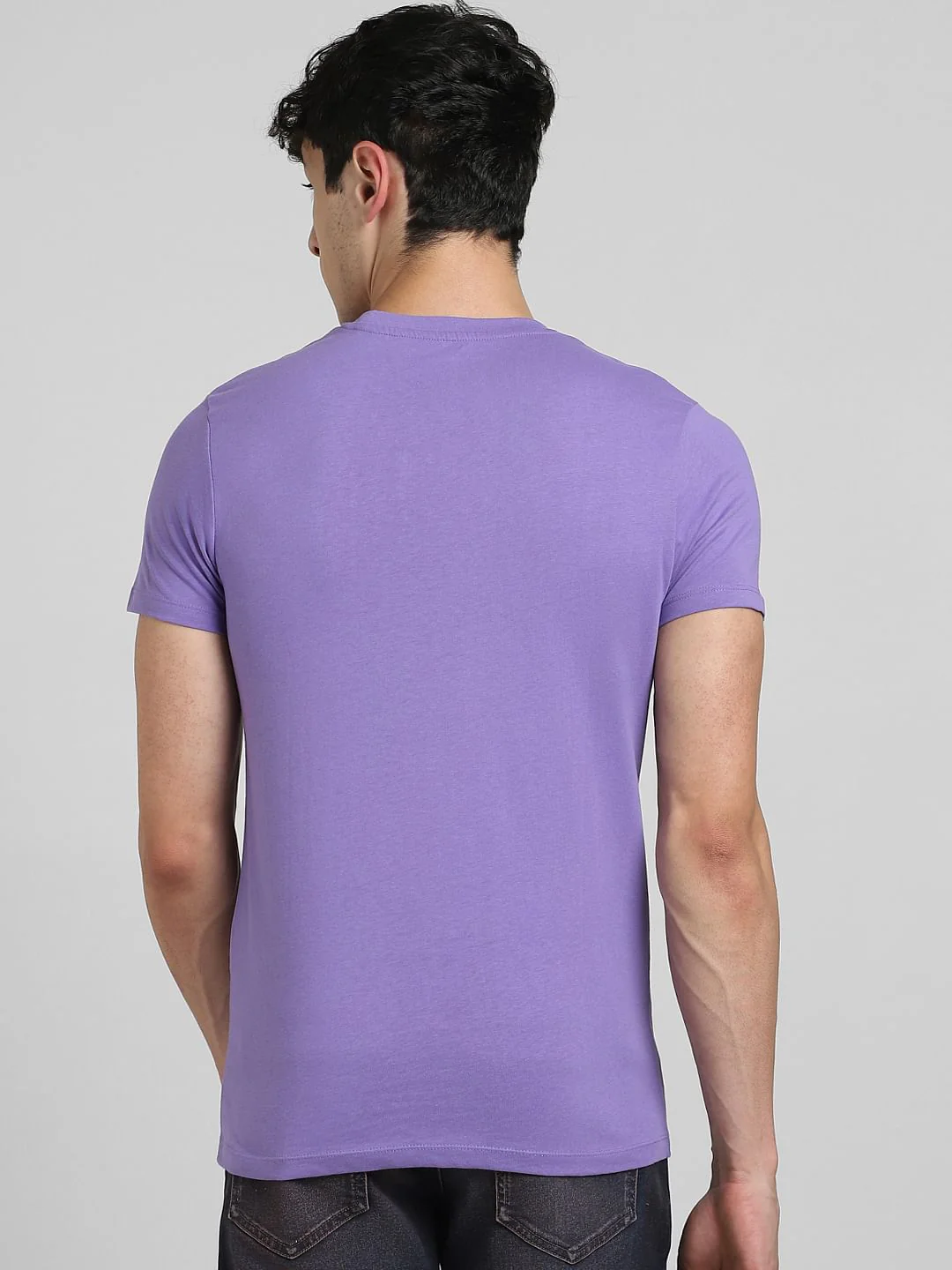 Purple Graphic Print Crew Neck T-shirt - Image 4