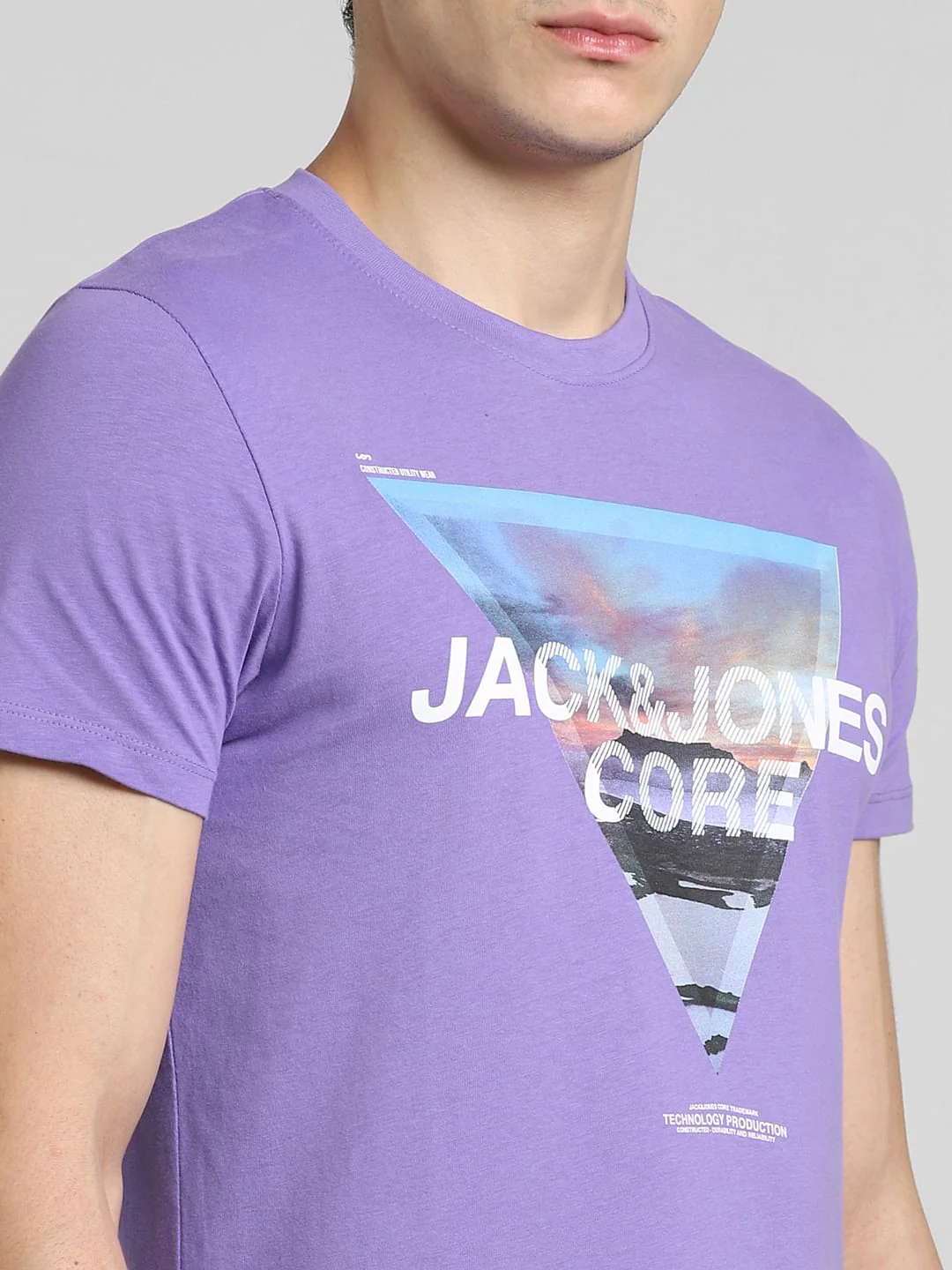 Purple Graphic Print Crew Neck T-shirt - Image 5