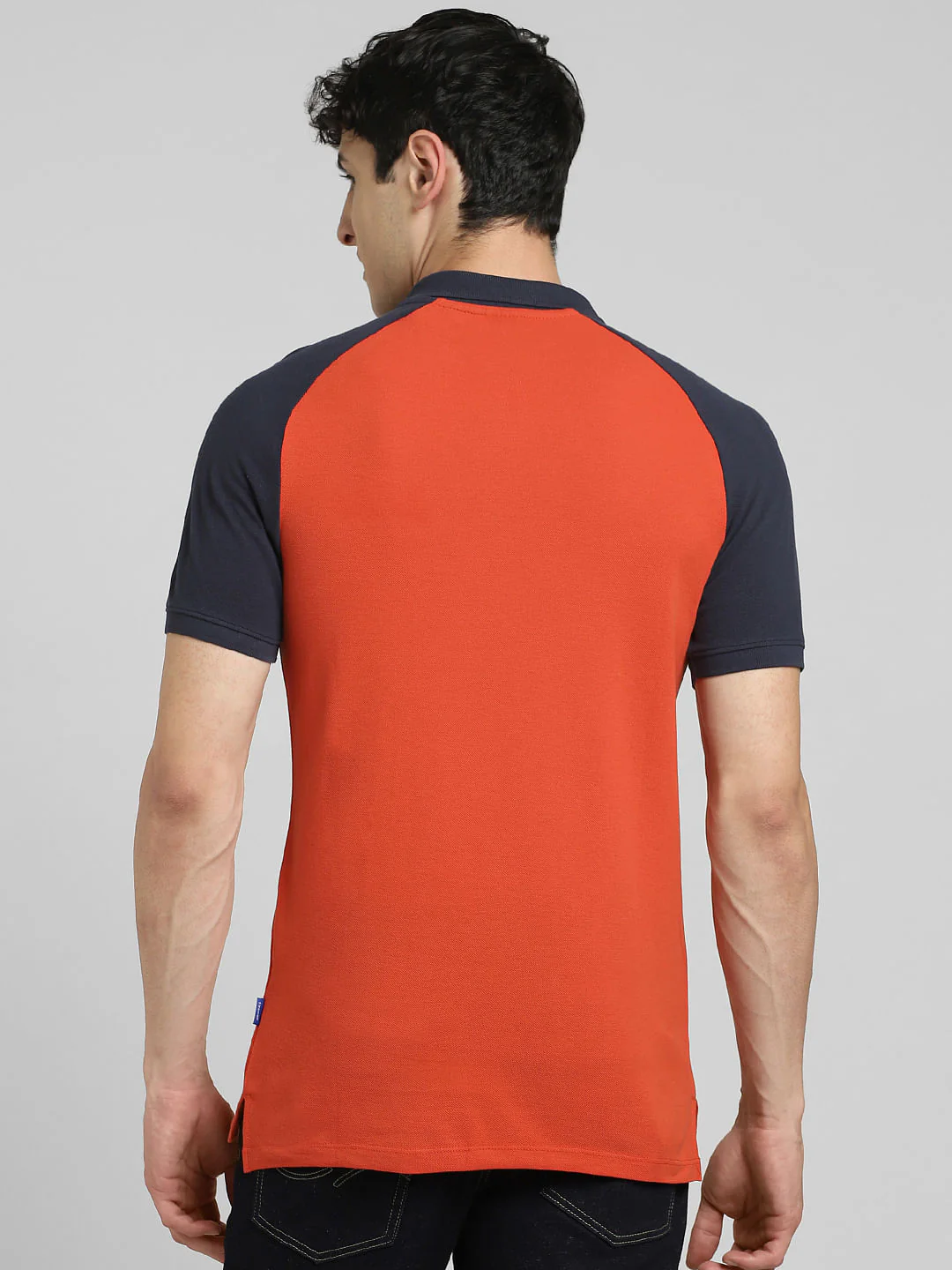 Orange Colourblocked Polo Neck T-shirt - Image 4