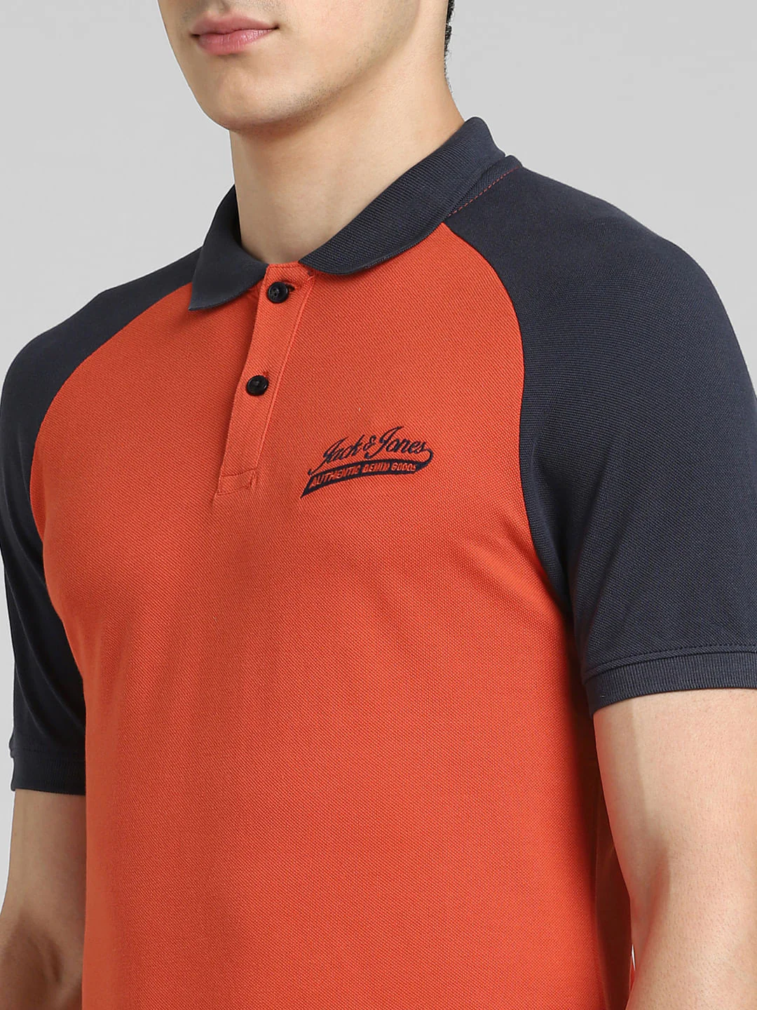 Orange Colourblocked Polo Neck T-shirt - Image 5