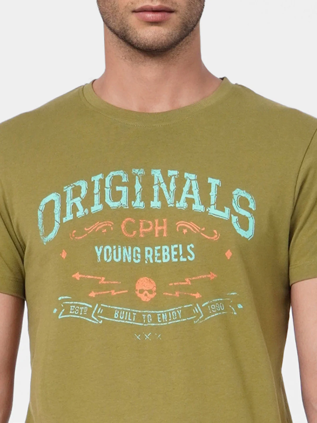Green Graphic Print Crew Neck T-shirt - Image 5