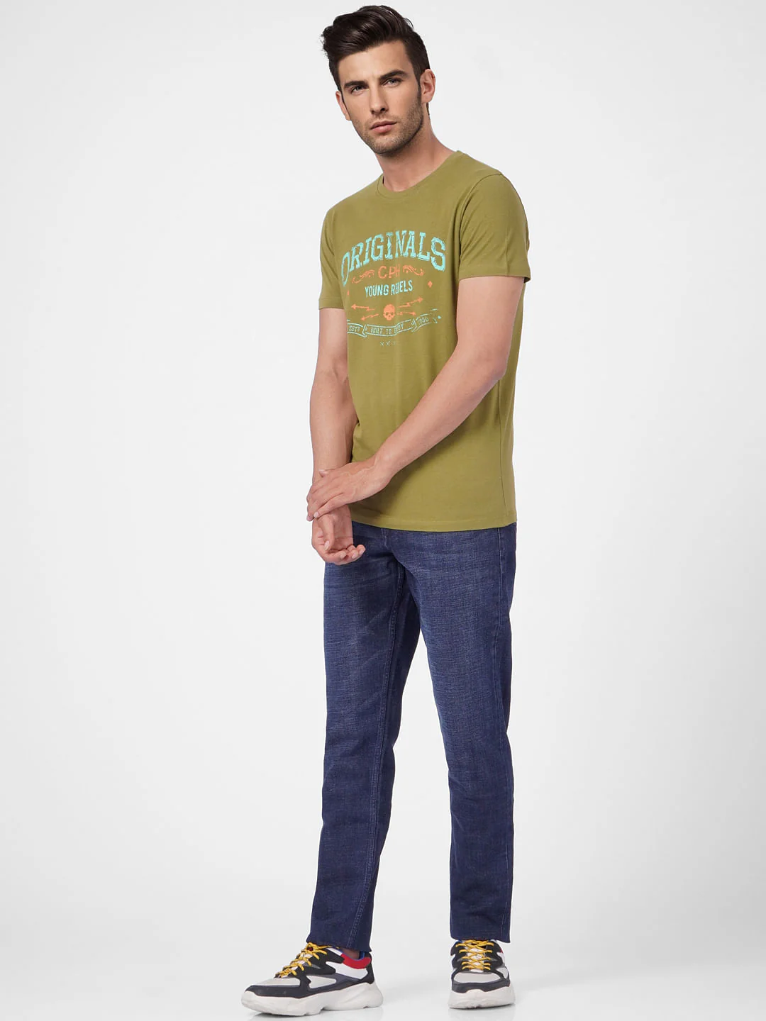 Green Graphic Print Crew Neck T-shirt - Image 6