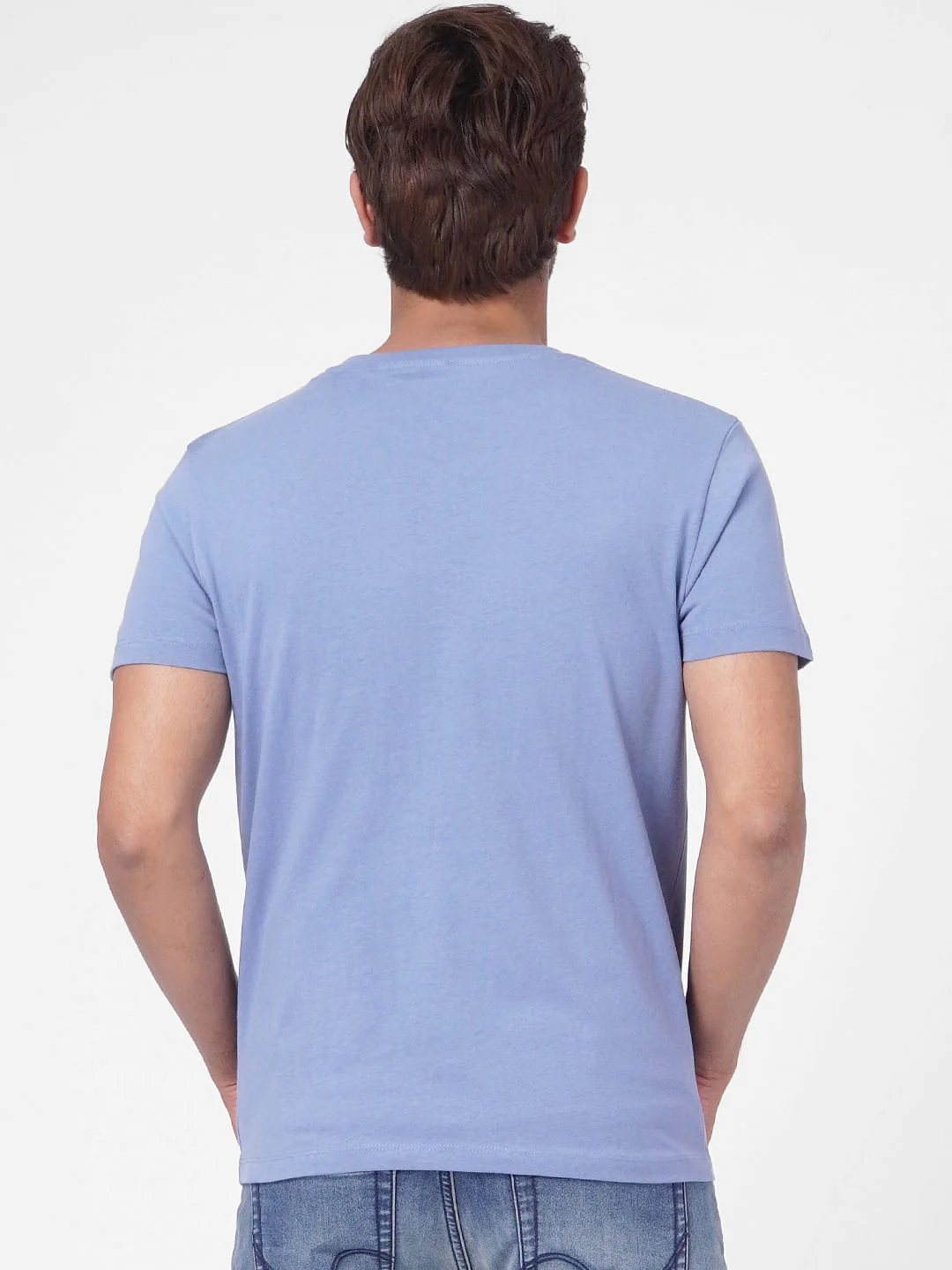 Blue Graphic Print Crew Neck T-shirt - Image 4