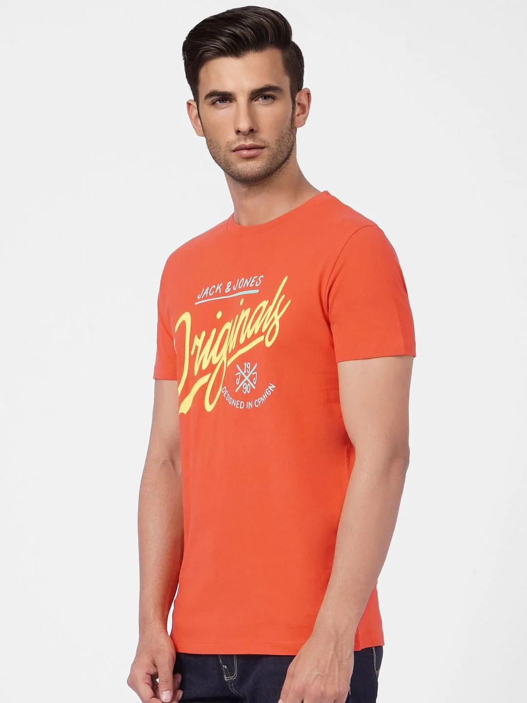 Orange Graphic Print Crew Neck T-shirt - Image 3