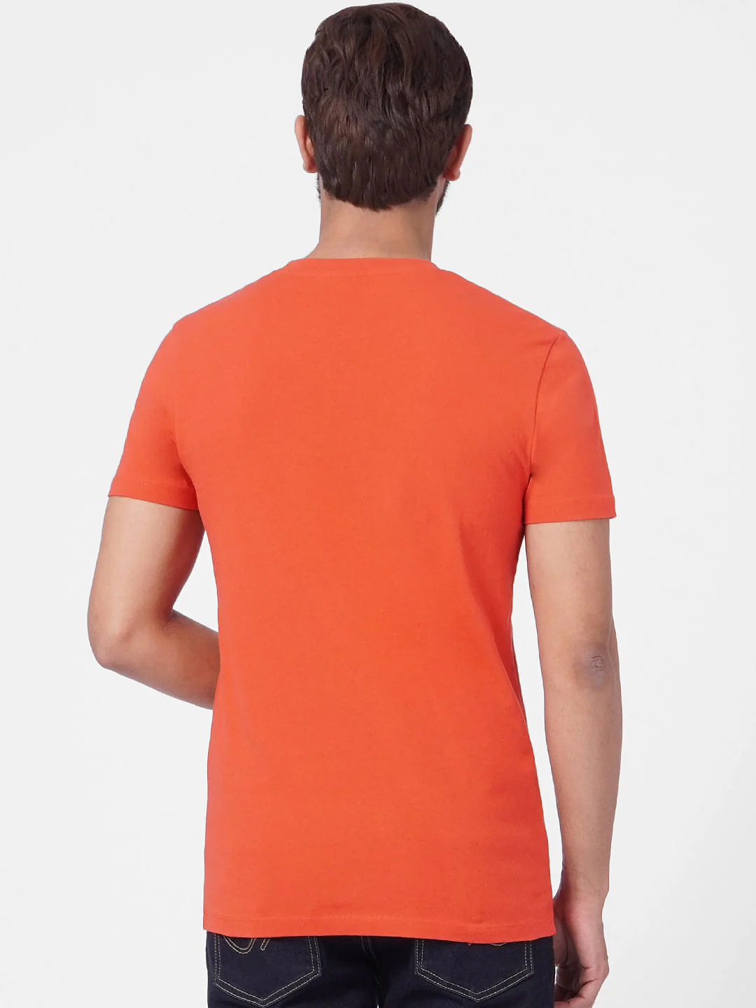 Orange Graphic Print Crew Neck T-shirt - Image 4