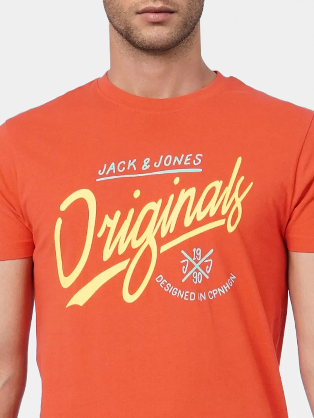 Orange Graphic Print Crew Neck T-shirt - Image 5
