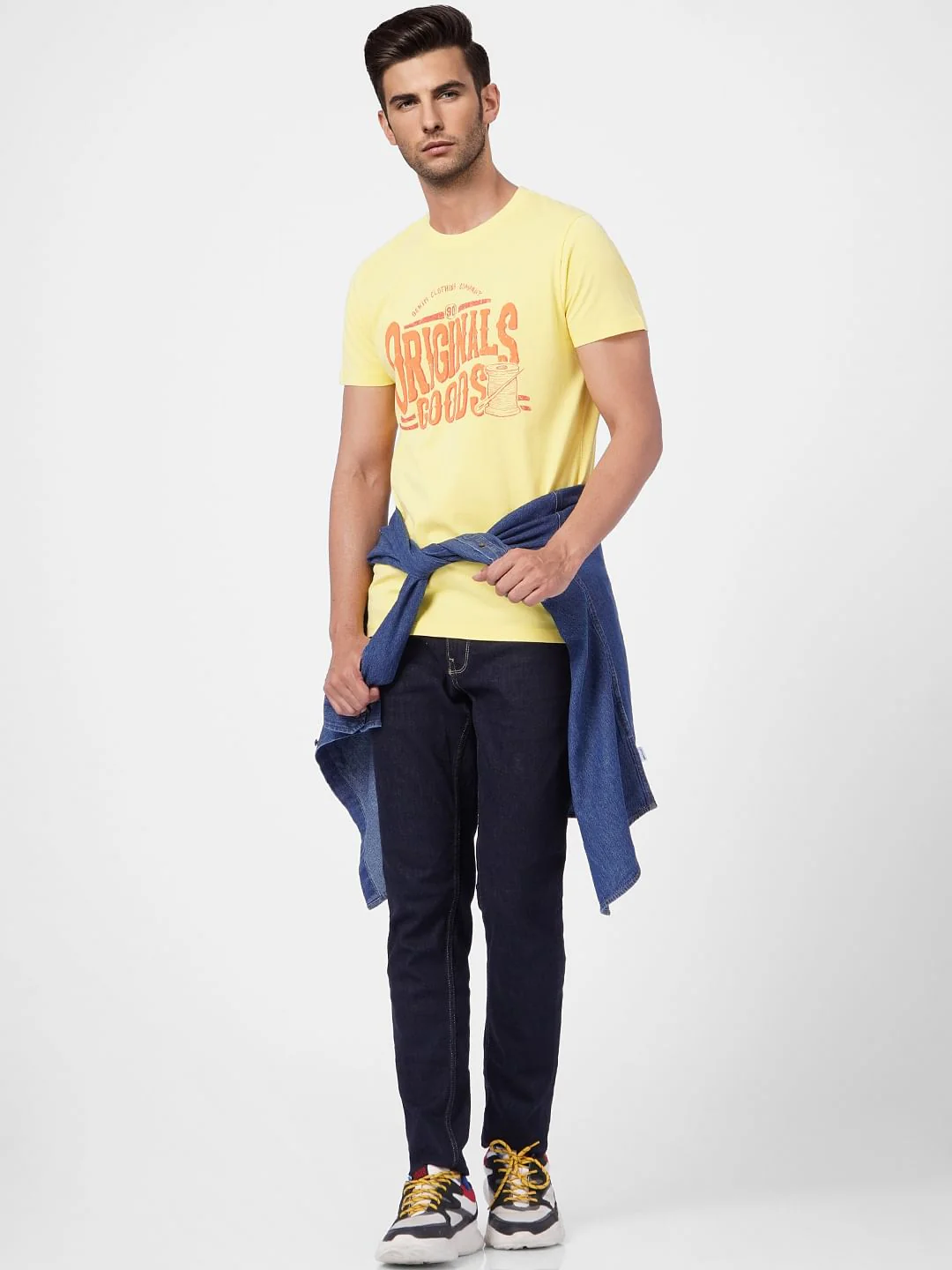 Yellow Graphic Print Crew Neck T-shirt