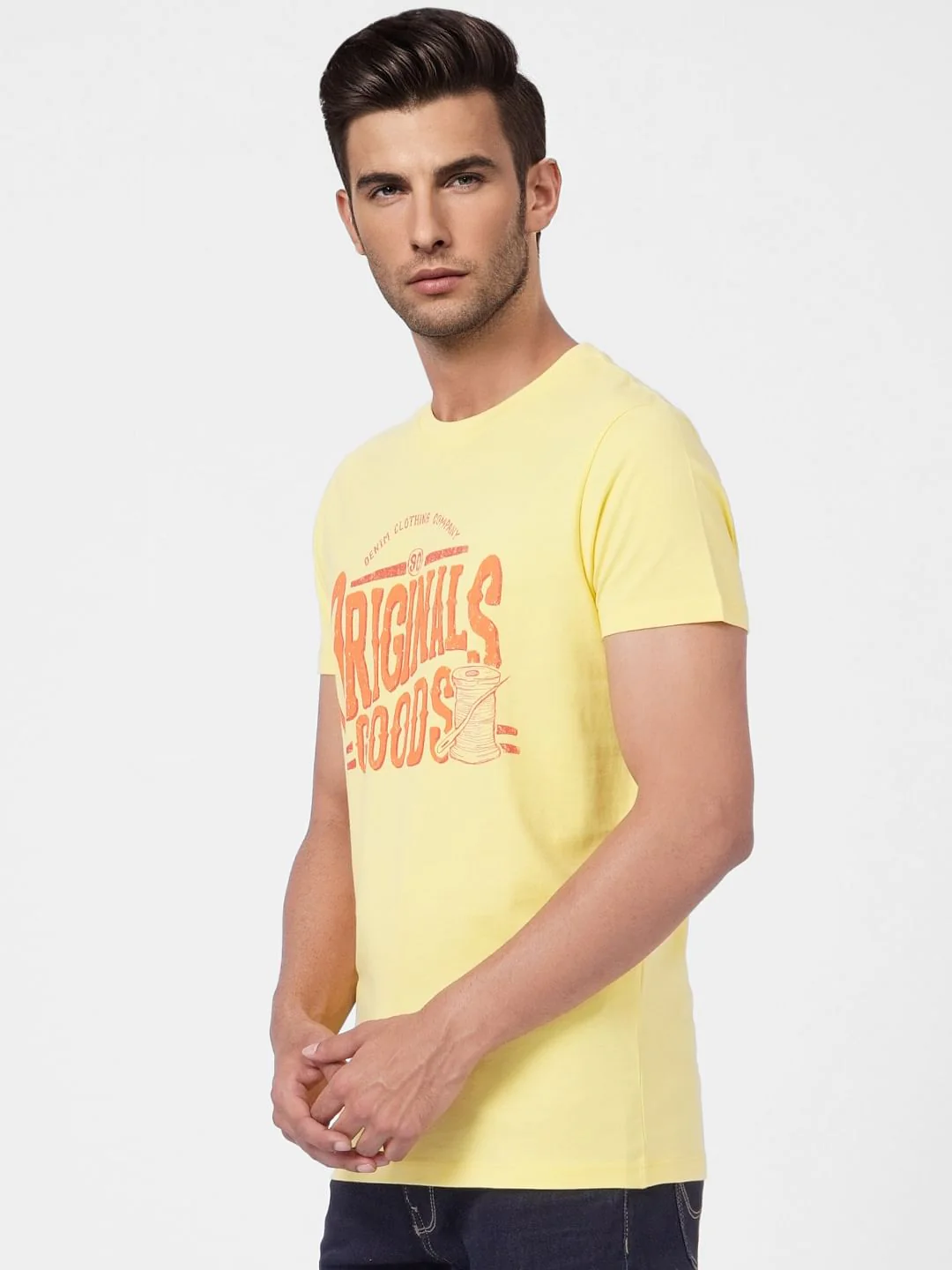 Yellow Graphic Print Crew Neck T-shirt - Image 3