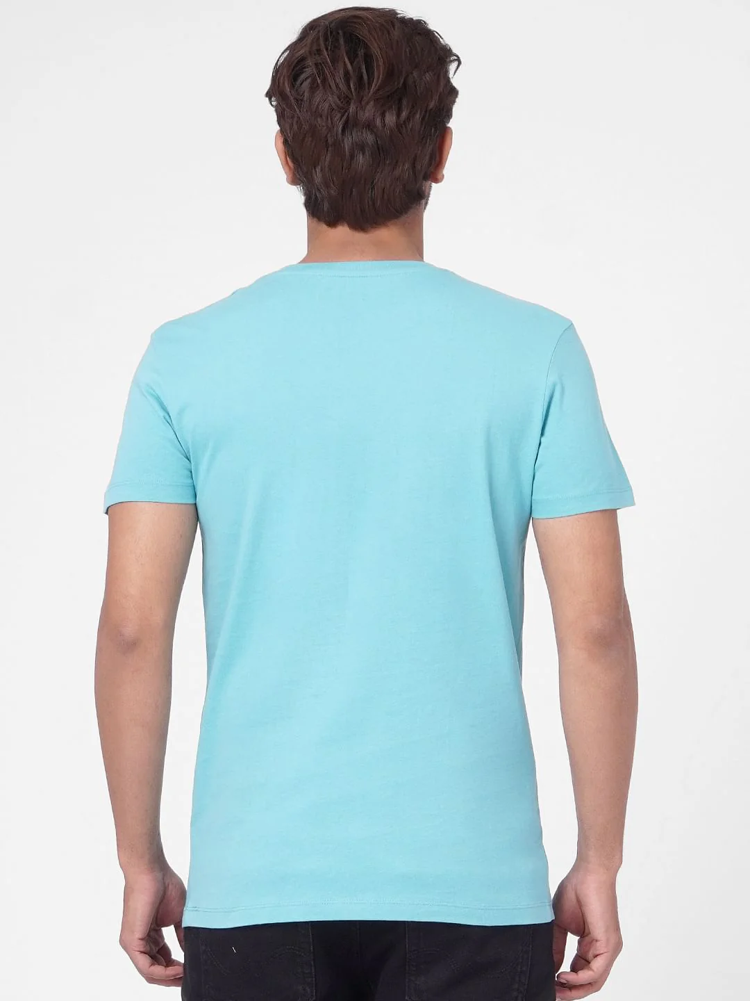 Blue Graphic Print Crew Neck T-shirt - Image 4