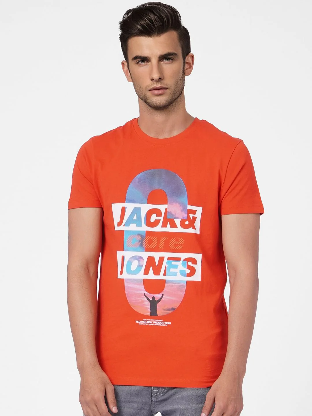 Red Graphic Print Crew Neck T-shirt - Image 2