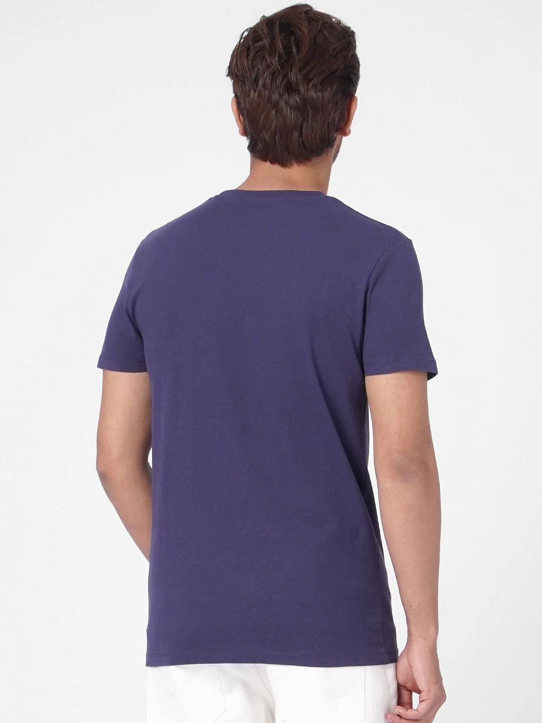 Blue Graphic Print Crew Neck T-shirt - Image 4