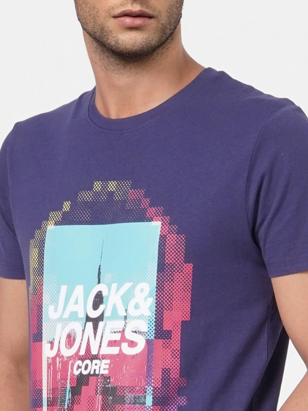 Blue Graphic Print Crew Neck T-shirt - Image 5