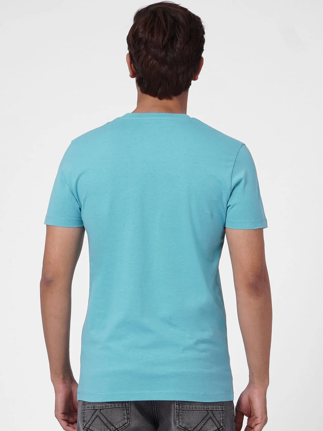 Light Blue Graphic Print Crew Neck T-shirt - Image 4