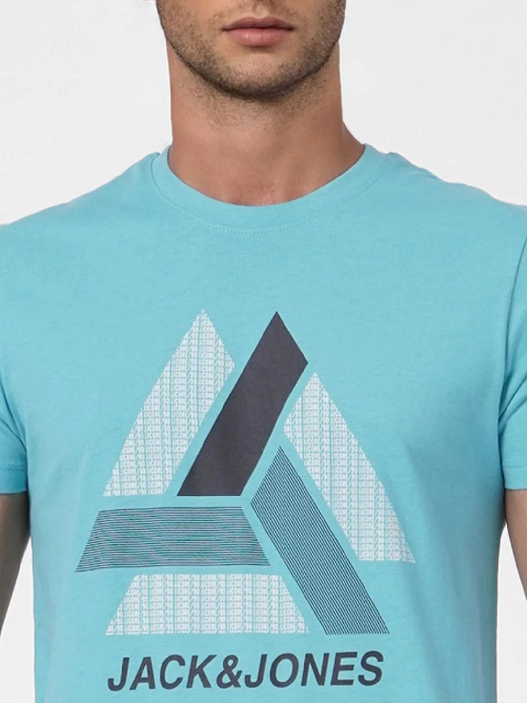 Light Blue Graphic Print Crew Neck T-shirt - Image 6
