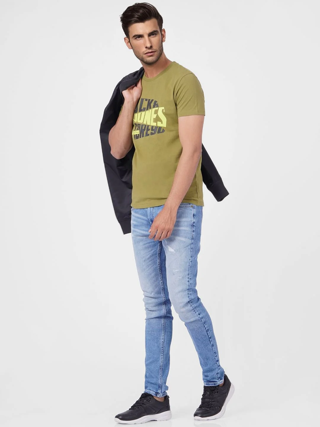 Green Logo Print Crew Neck T-shirt