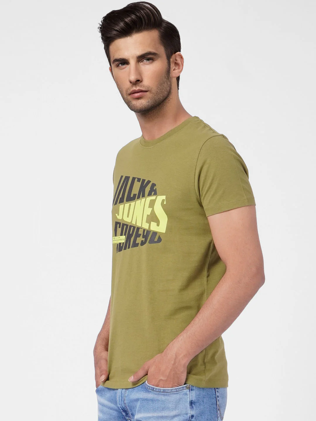 Green Logo Print Crew Neck T-shirt - Image 3