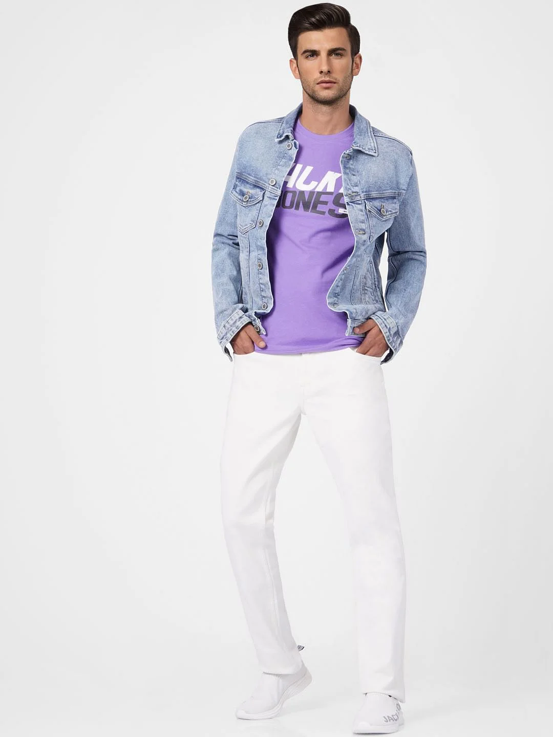 Purple Graphic Print Crew Neck T-shirt