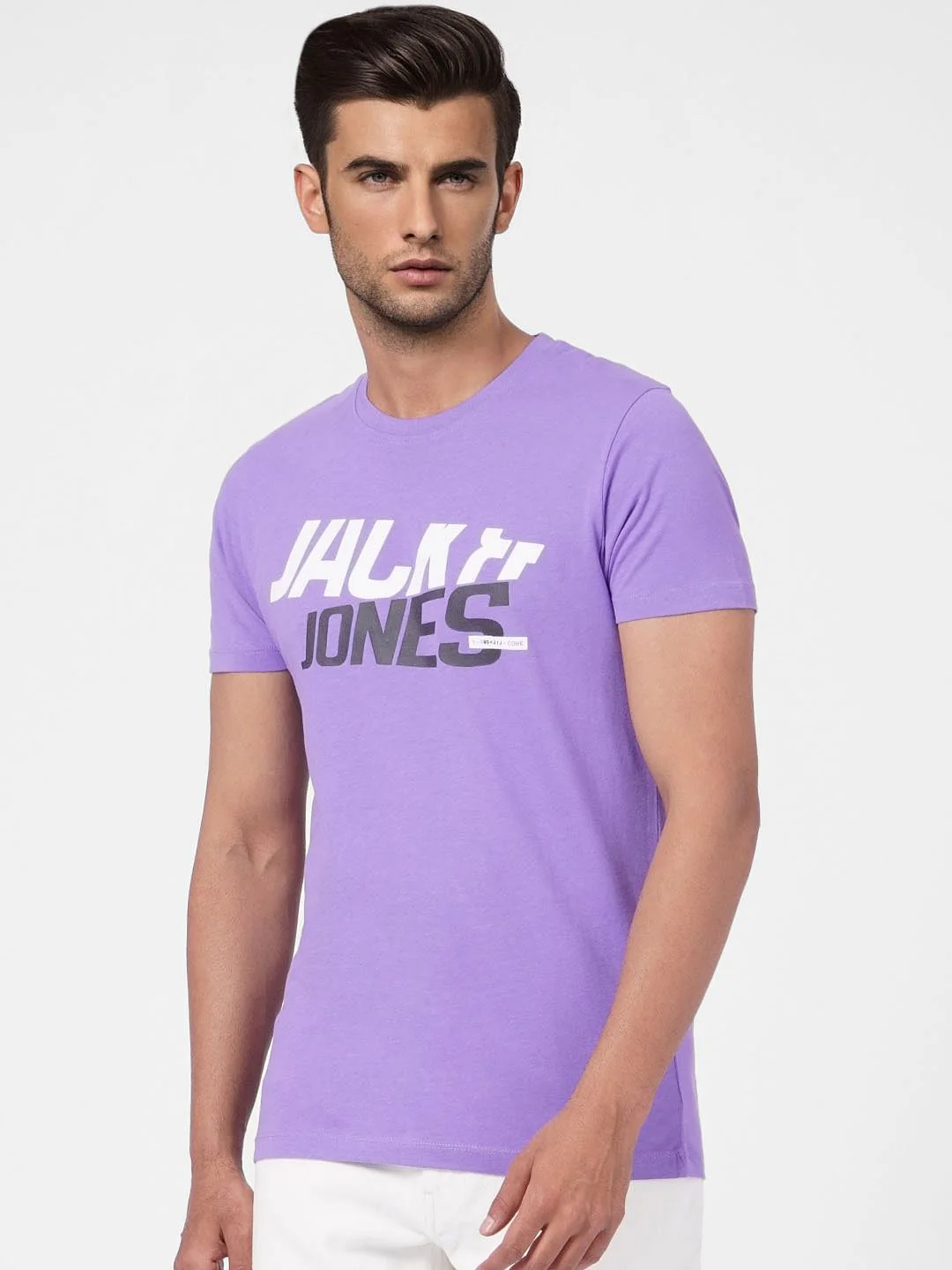 Purple Graphic Print Crew Neck T-shirt - Image 2