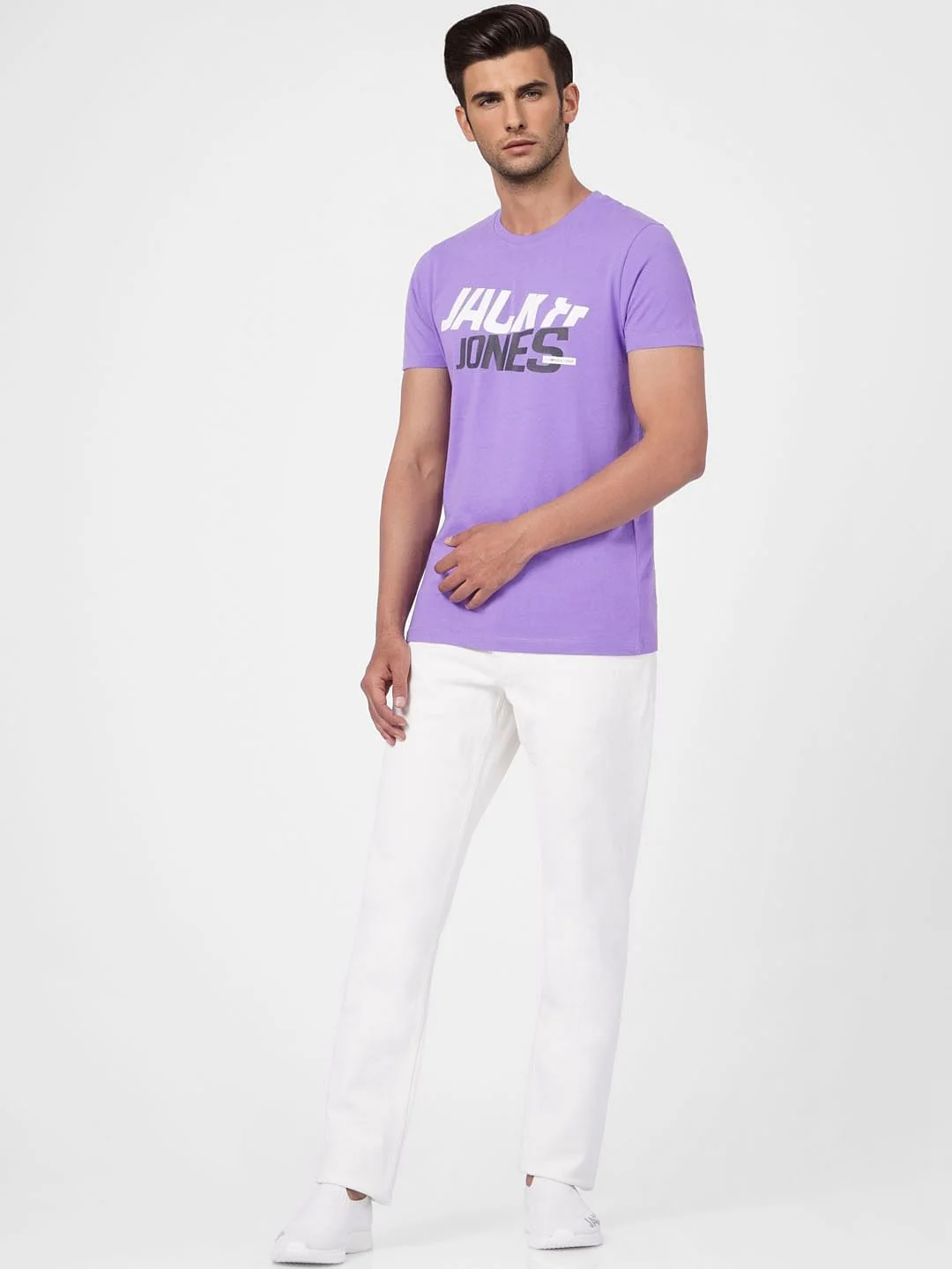 Purple Graphic Print Crew Neck T-shirt - Image 6