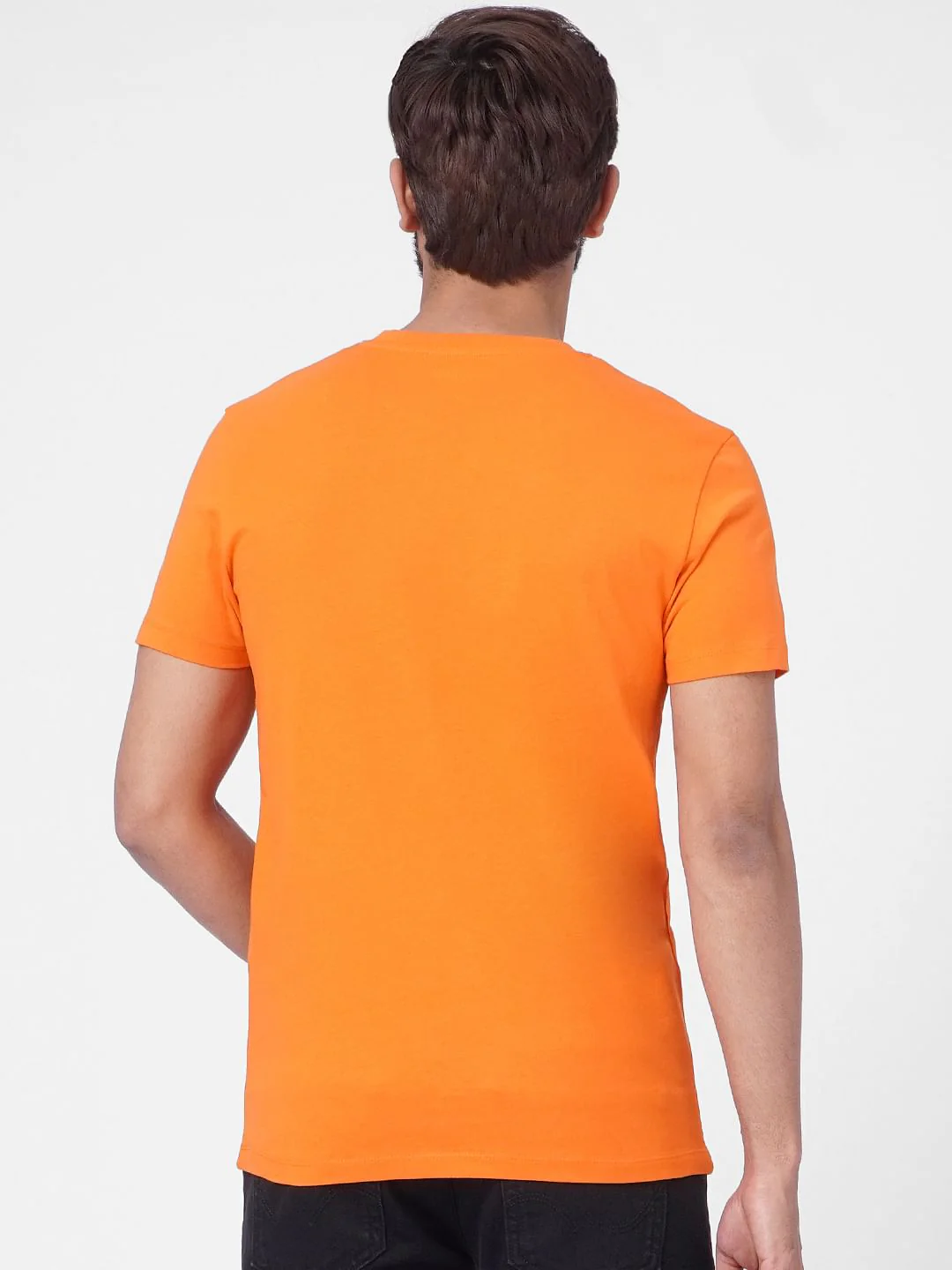 Orange Graphic Print Crew Neck T-shirt - Image 4