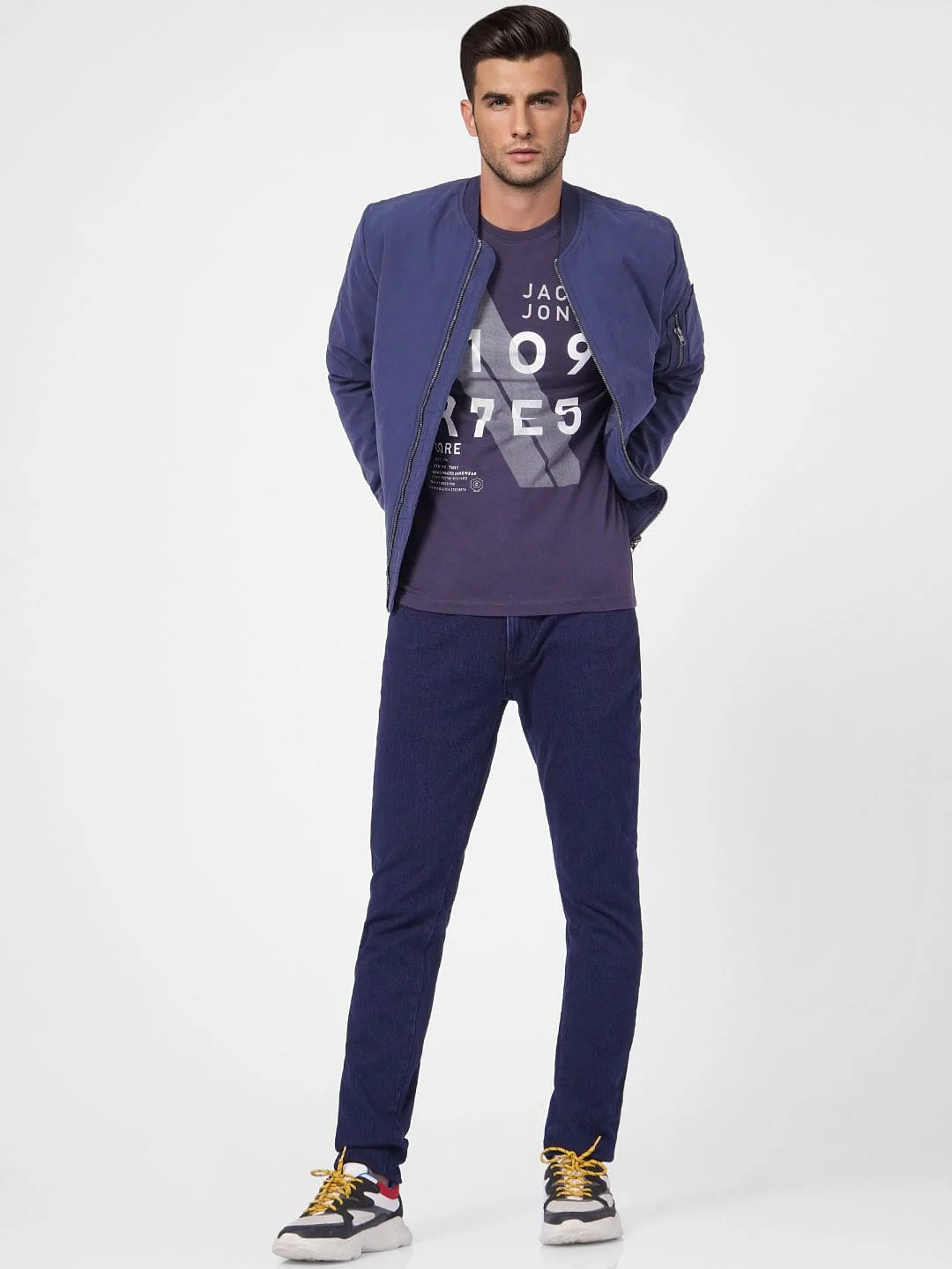 Blue Graphic Print Crew Neck T-shirt