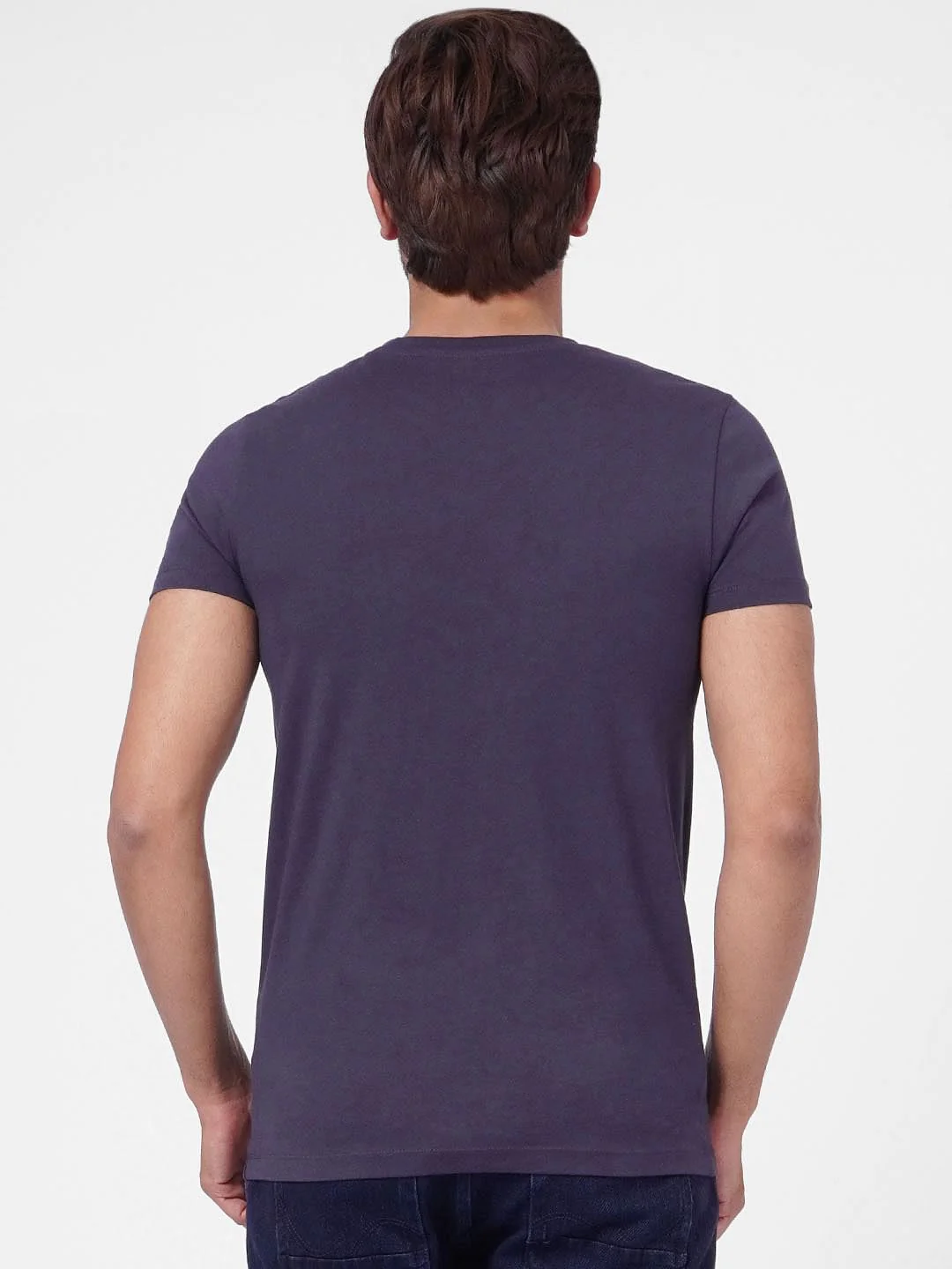 Blue Graphic Print Crew Neck T-shirt - Image 4