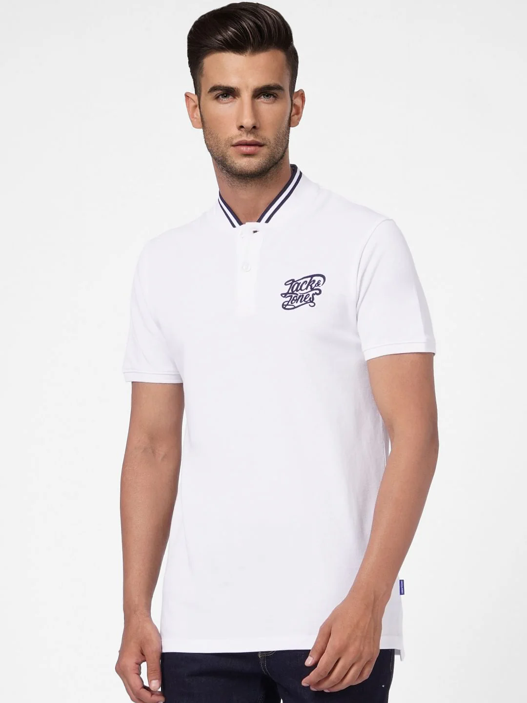 White Polo Neck T-shirt - Image 2