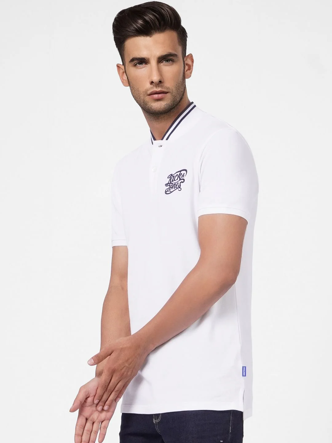 White Polo Neck T-shirt - Image 3